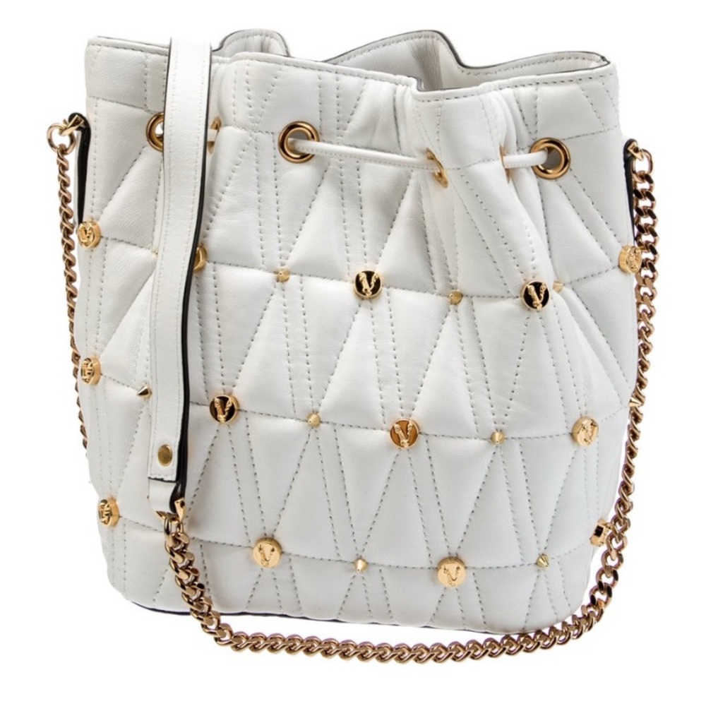 Versace White and Gold Quilted Shoulder Bag - Picture 3 of 4